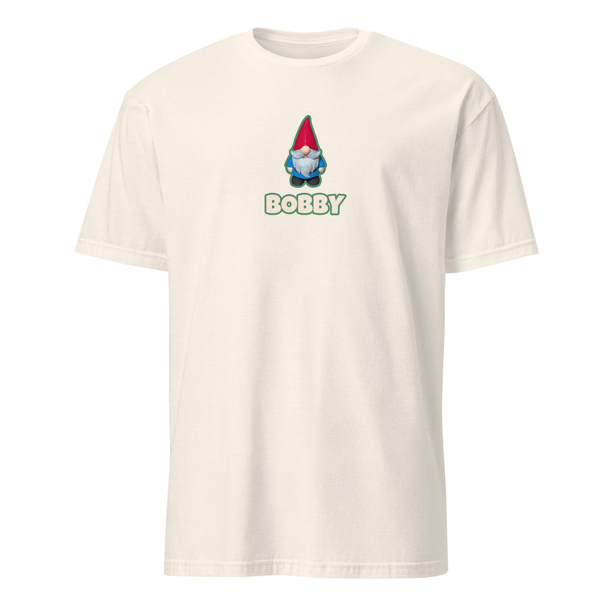 Gnome Photo T-Shirt in Natural with Bobby the gnome