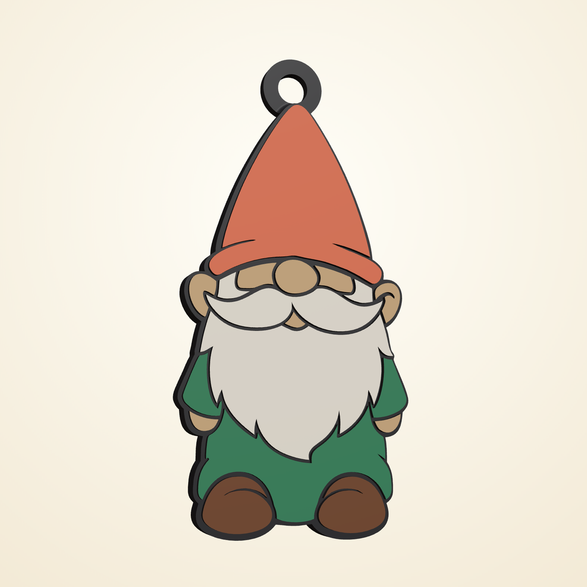 Logo Gnome keychain designed in coral, forest green and brown