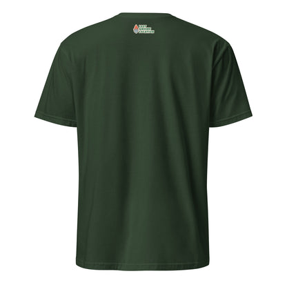Back of the Gnome Photo T-Shirt with the Last Gnome Location logo under the collar